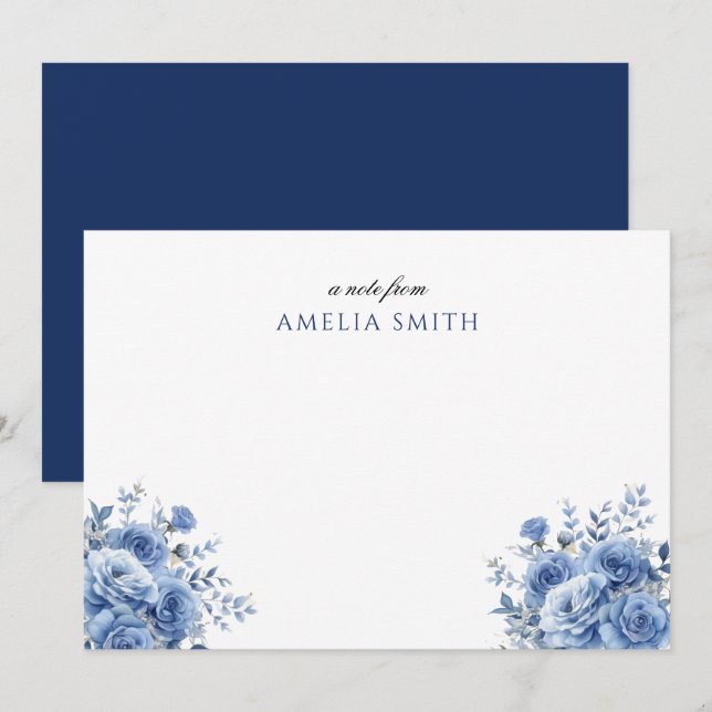 Watercolor Dusty Blue Flower  Card (Front/Back)