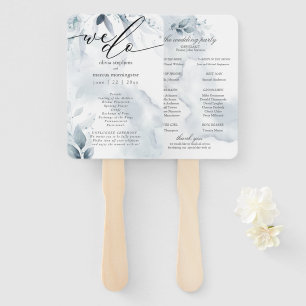 Watercolor Dusty Blue Foliage Dawna Hand Fan