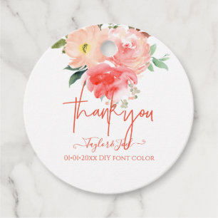 Watercolor Dusty Blue Roses Thank You Script Favour Tags