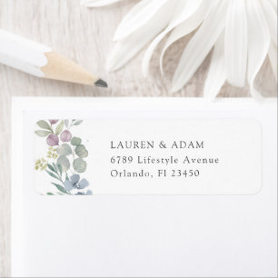 Watercolor Dusty Blue Wedding Address Label