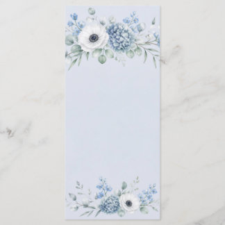 Watercolor Dusty Blue Wedding Menu Card