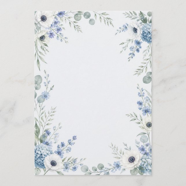 Watercolor Dusty Blue Wedding Program Programme (Front)