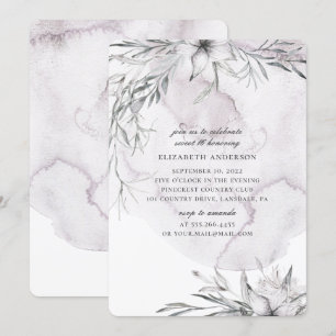 Watercolor dusty floral Sweet 16. Pale flowers Invitation