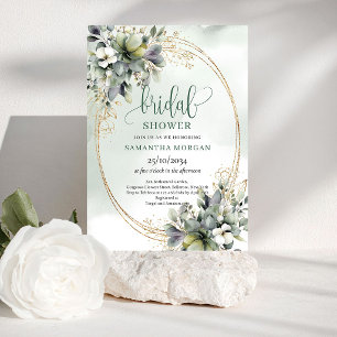 Watercolor Dusty Green Bridal Shower Invitation