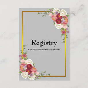 Watercolor Dusty Grey Gold Blush Peach Wedding Enc Enclosure Card