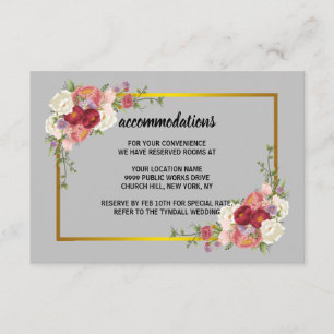 Watercolor Dusty Grey Gold Blush Peach Wedding Enc Enclosure Card