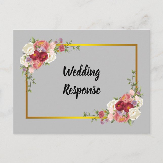 Watercolor Dusty Grey Gold Blush Peach Wedding Pos Postcard (Front)