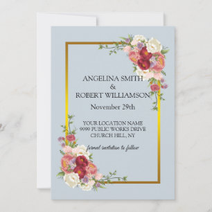 Watercolor Dusty Grey Gold Blush Peach Wedding Save The Date