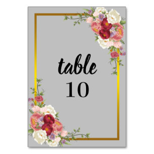 Watercolor Dusty Grey Gold Blush Peach Wedding Tab Table Number
