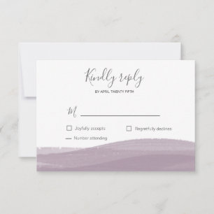Watercolor dusty mauve brush stroke RSVP Card