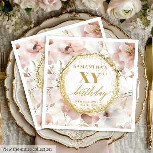 Watercolor Dusty Pink 70 Birthday Napkins Custom