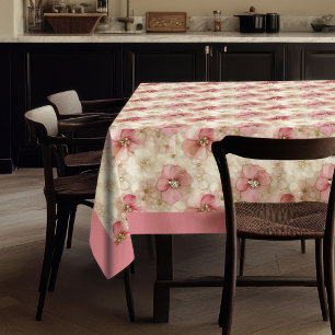 Watercolor dusty pink and gold delicate tablecloth