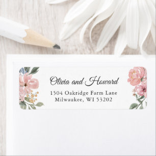 Watercolor Dusty Pink Blue Rustic Floral