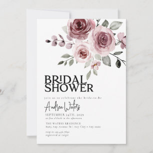 Watercolor Dusty Pink Floral Bridal Shower Invitation