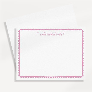 Watercolor dusty Pink Scalloped Nursery Note Card