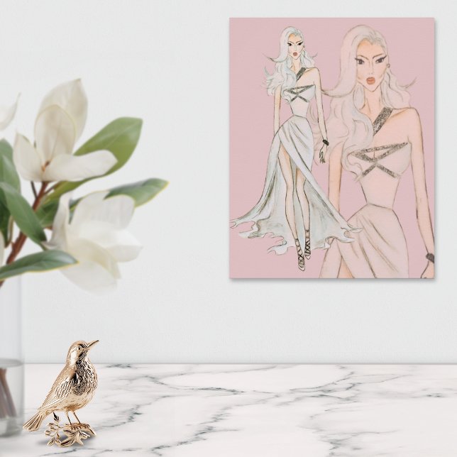 Watercolor Dusty Rose Fashion Model Poster (Creator Uploaded)