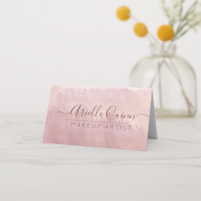 Watercolor Dusty Rose Makeup Artist Appointment Card (Front)