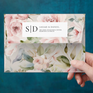 Watercolor Dusty Rose Pink Wedding  Envelope