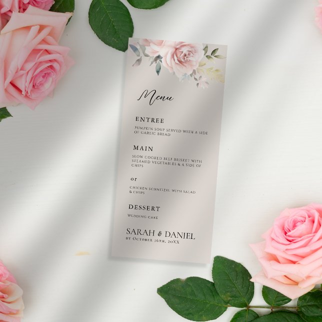 Watercolor Dusty Rose Pink Wedding  Menu (Creator Uploaded)