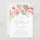 Watercolor Dusty Rose Wedding Invitation (Front)
