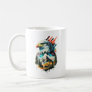 Watercolor Eagle & Mountain Landscape Art Coffee Mug