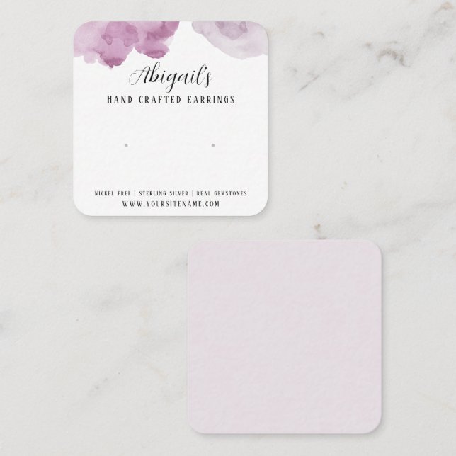 Watercolor Earring Card  (Front/Back)