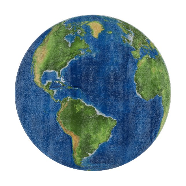 Watercolor Earth globe geography funny 3D illusion Cutting Board (Front)
