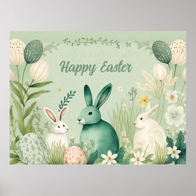 Watercolor Easter beautiful illustration Poster (Front)