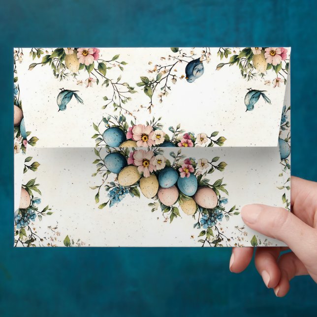 Watercolor Easter Birds & Eggs Envelope (Hand)