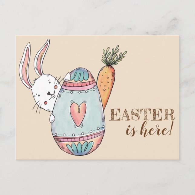 Watercolor Easter Brunch and Egg Hunt Invitation. Invitation Postcard (Front)