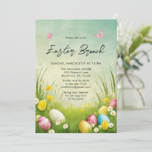 Watercolor Easter Brunch Egg Hunt Invitation