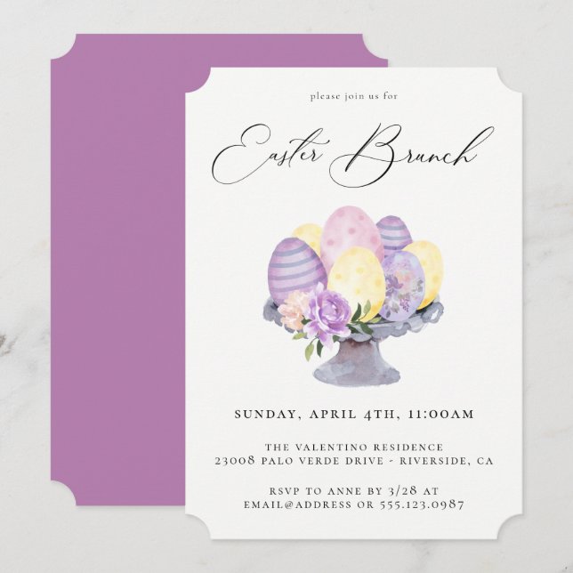 Watercolor Easter Brunch Invitation (Front/Back)
