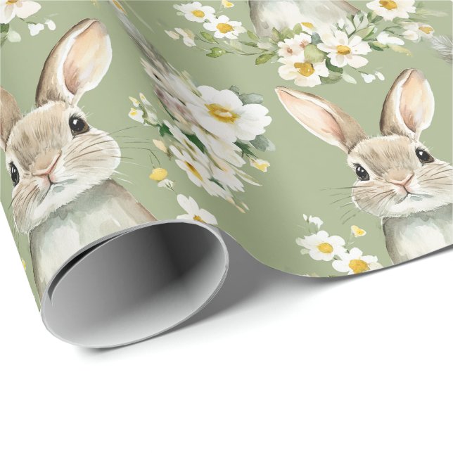 Watercolor Easter Bunnies Wrapping Paper (Roll Corner)