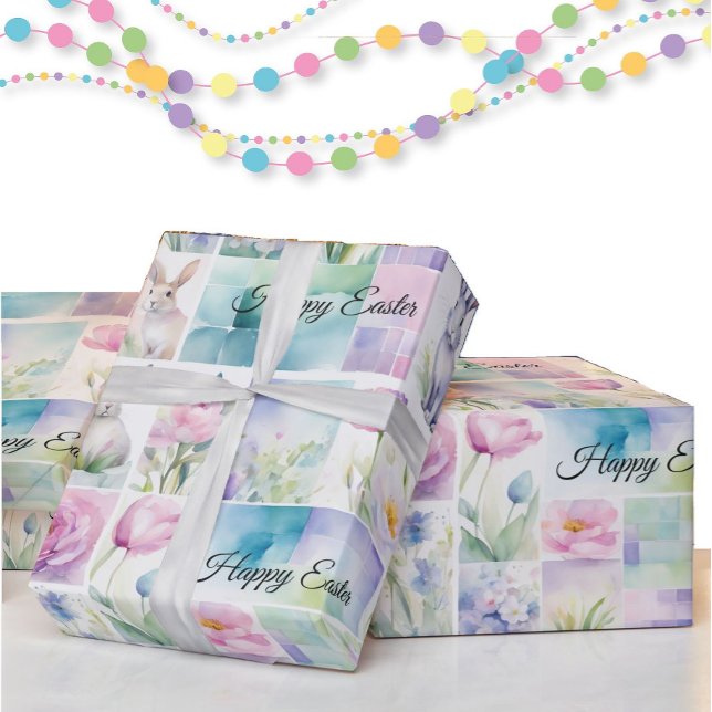 Watercolor Easter Bunny Add Name Cute Wrapping Paper (Creator Uploaded)