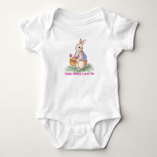 Watercolor Easter Bunny Baby Bodysuit (Front)