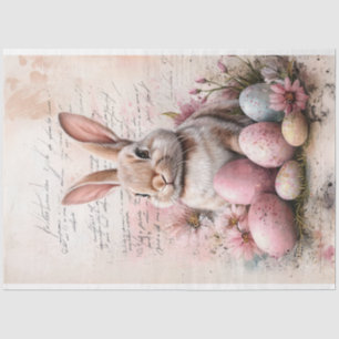 Watercolor Easter Bunny Coloured Eggs Decoupage Tissue Paper