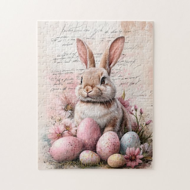 Watercolor Easter Bunny Coloured Eggs Jigsaw Puzzle (Vertical)