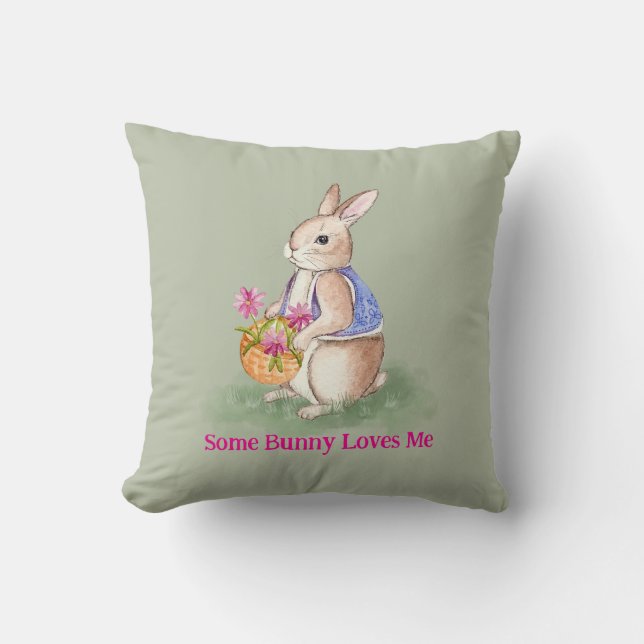 Watercolor Easter Bunny Cushion (Front)