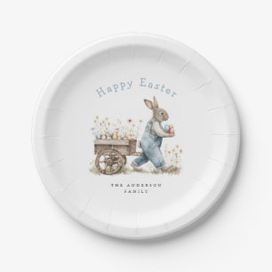 Watercolor Easter Bunny Egg Hunt Paper Plate