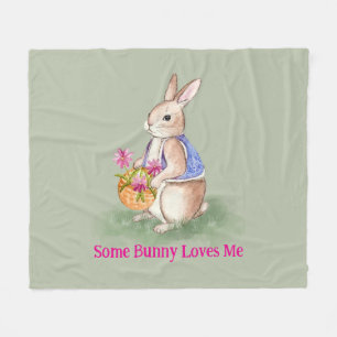 Watercolor Easter Bunny Fleece Blanket