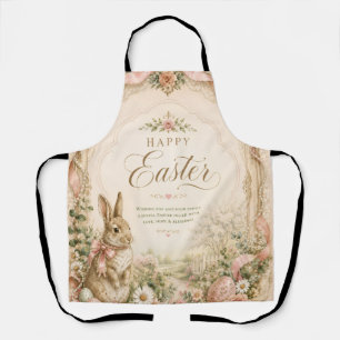 Watercolor Easter Bunny Greeting Card, Pastel Apron