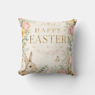 Watercolor Easter Bunny Greeting Card, Pastel Cushion