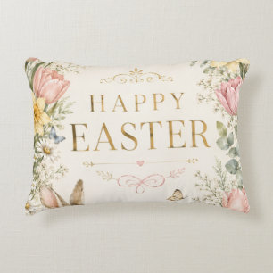 Watercolor Easter Bunny Greeting Card, Pastel Decorative Cushion