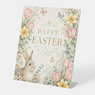 Watercolor Easter Bunny Greeting Card, Pastel  Pedestal Sign