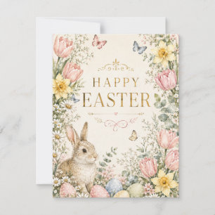 Watercolor Easter Bunny Greeting Card, Pastel RSVP Card