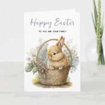 Watercolor Easter Bunny in the Basket