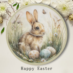 Watercolor Easter Bunny Meadow Spring Illustration