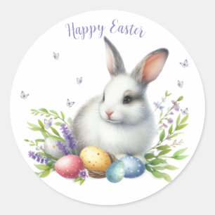 Watercolor Easter Bunny Personalised Classic Round Sticker