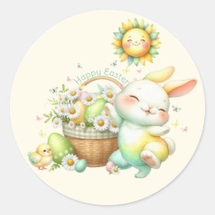 Watercolor Easter Bunny Personalised Classic Round Sticker