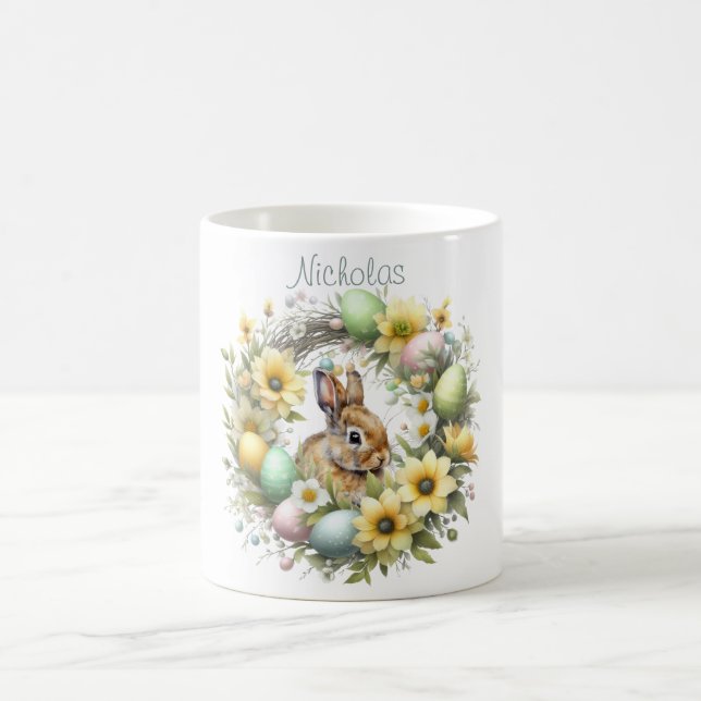 Watercolor Easter Bunny Personalised Coffee Mug (Center)